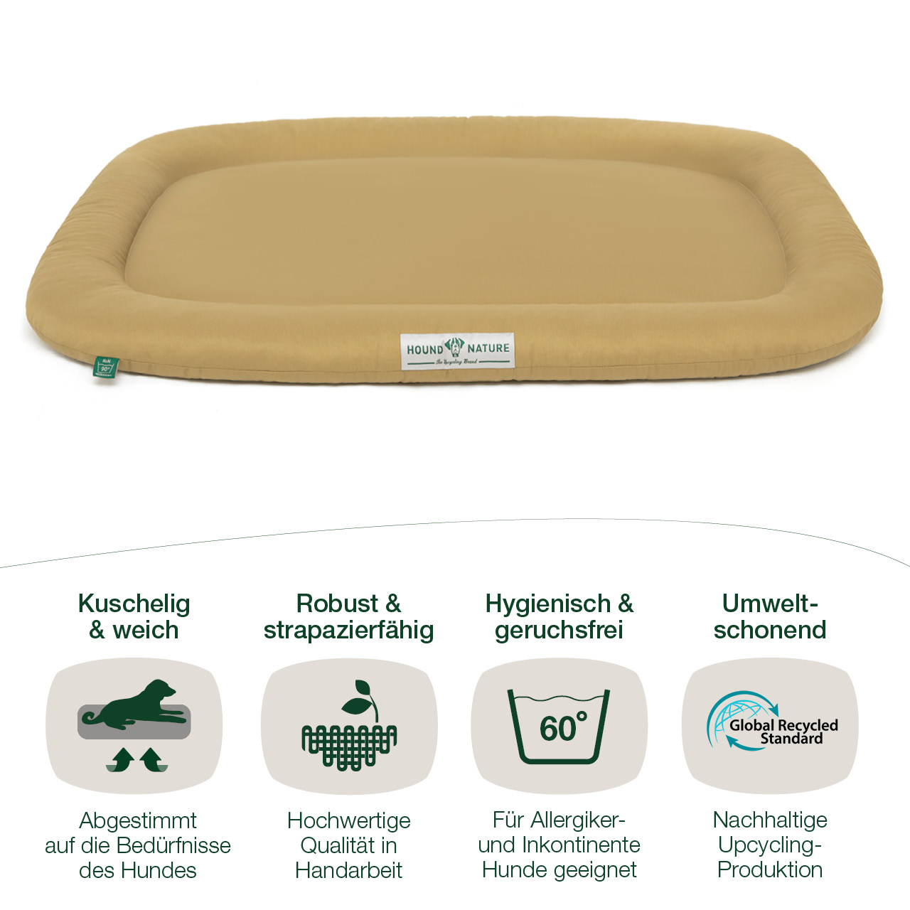 Hundekissen Arosa Gr. S beige, waschbar & nachhaltig, Global Recycled Standard - HOUND & NATURE