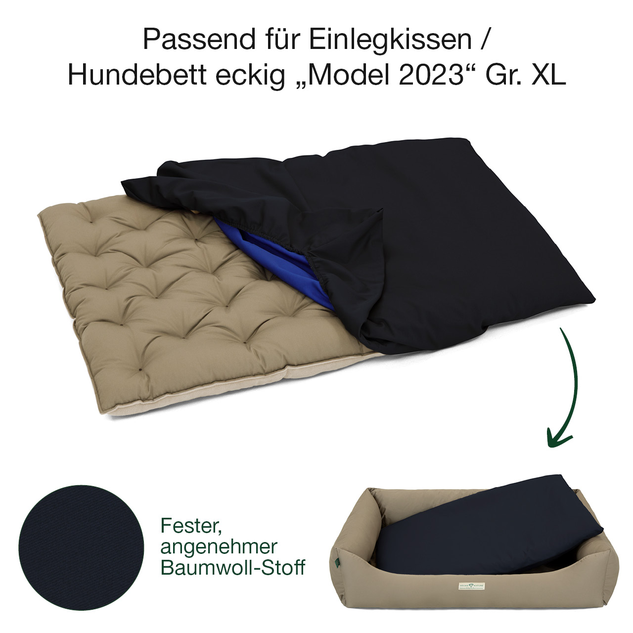 Wasserdichter Baumwoll-Überzug für Einlegekissen dunkelblau | XL