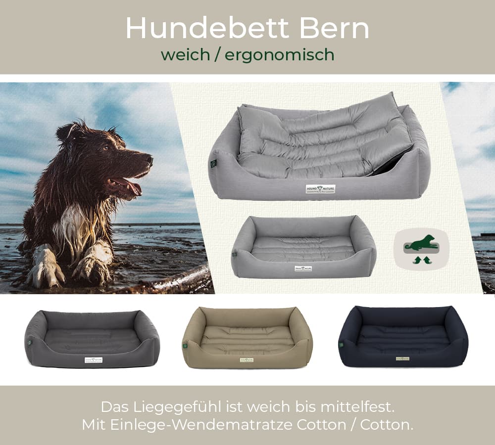 Ergonomisches Hundebett Luzern von HOUND & NATURE – weiches Liegegefühl, Wendematratze Fleece/Cotton, waschbar bis 90 °C
