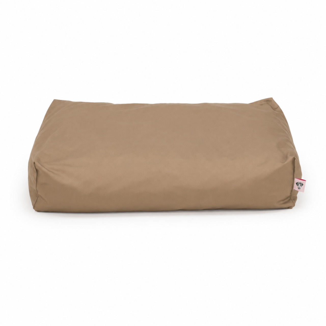Vorderansicht des rechteckigen Hundekissens BUDDYstyle Waterproof in Taupe mit hohem gepolstertem Rand