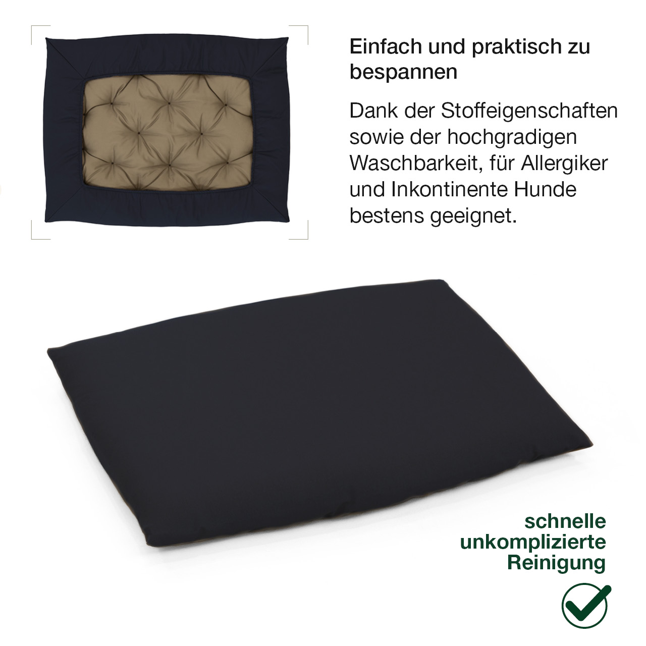 Wasserdichter Baumwoll-Überzug für Einlegekissen dunkelblau | S