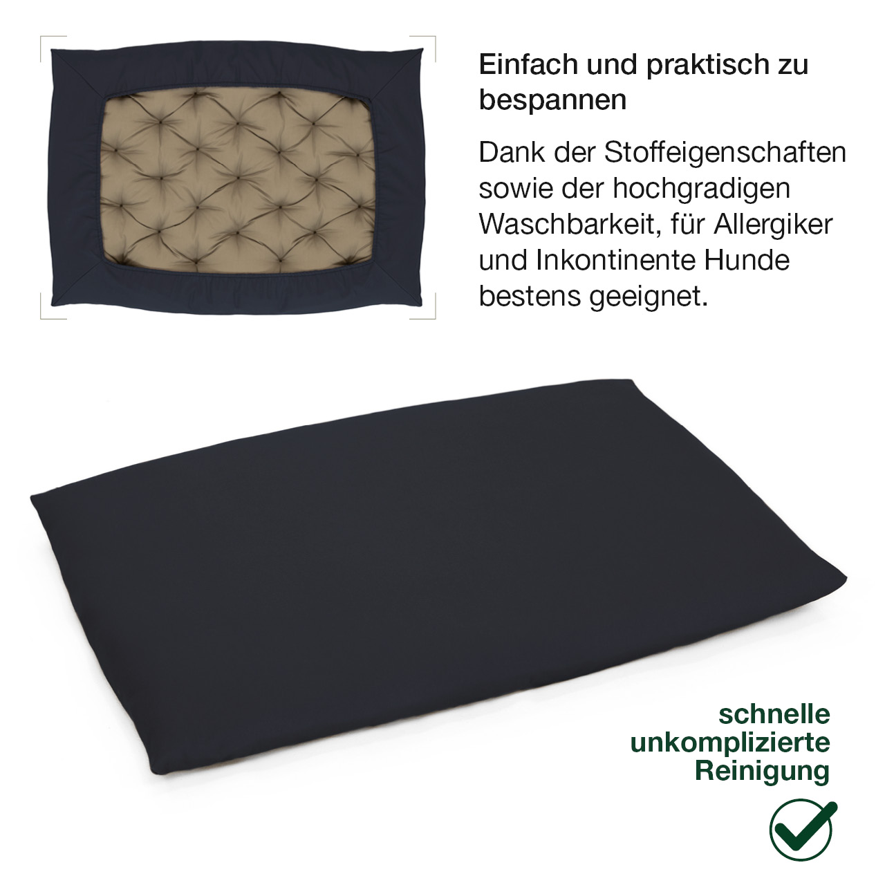 Wasserdichter Baumwoll-Überzug für Einlegekissen dunkelblau | L