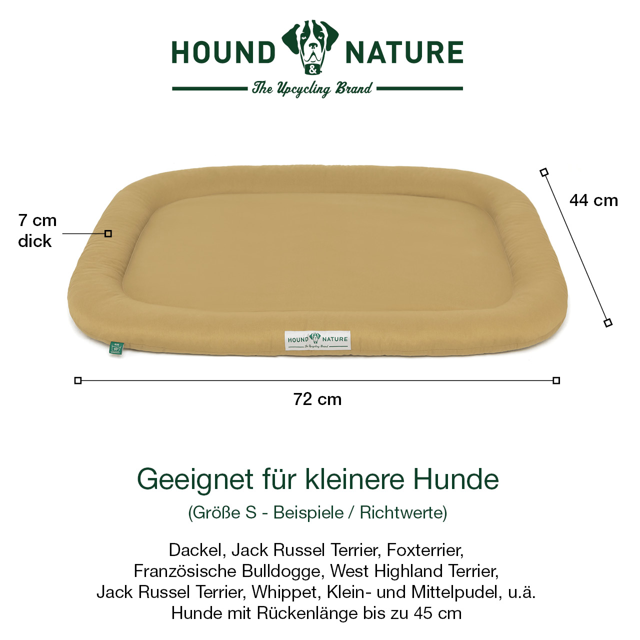 Öko Hunde Liegekissen Arosa beige Gr. XL - Außenmaße: 135 x 95 cm, 10 cm dick - HOUND & NATURE
