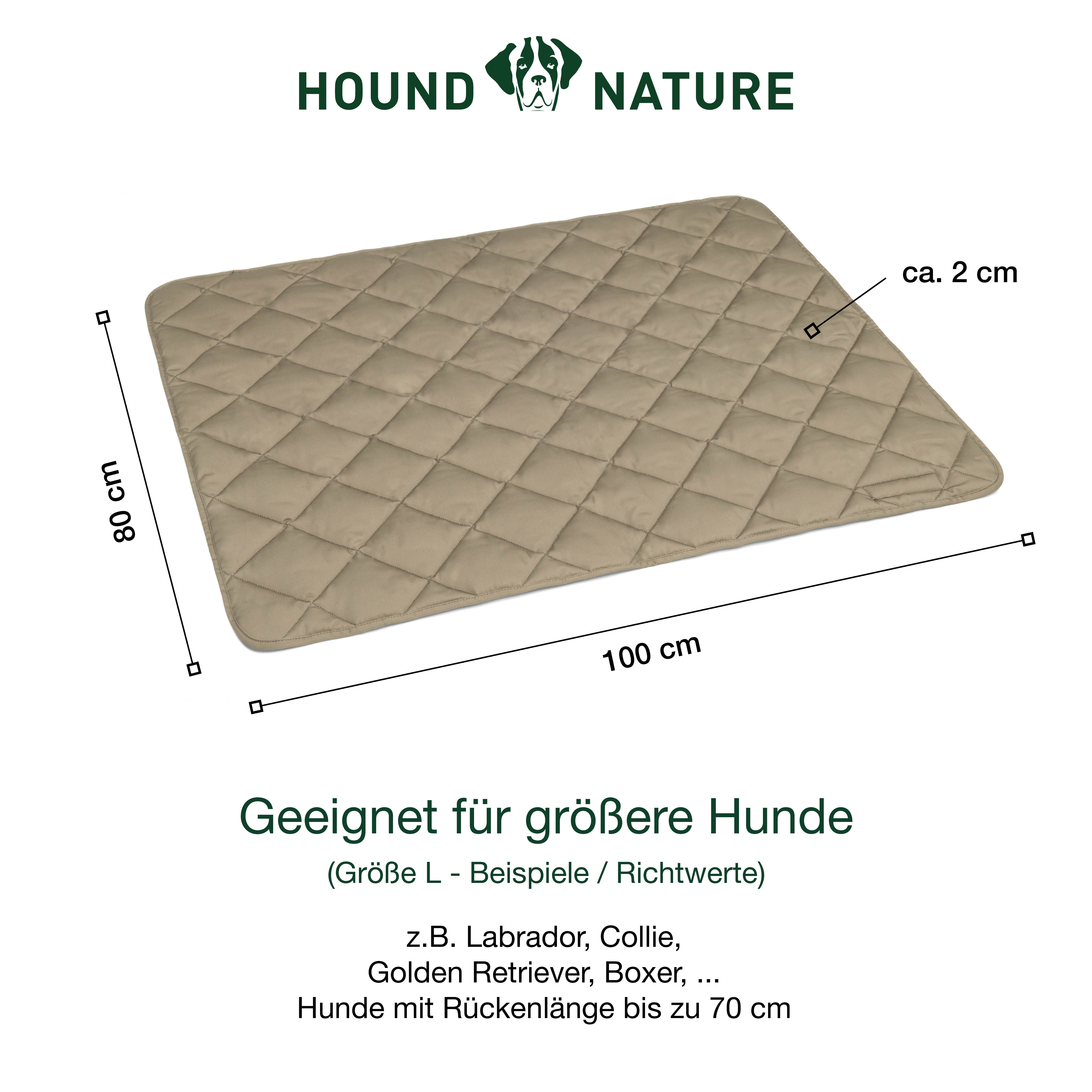 Hundeliegedecke Davos taupe Gr. L, Größe: 100 x 80 cm,  dicke Polsterung 1 cm - HOUND & NATURE