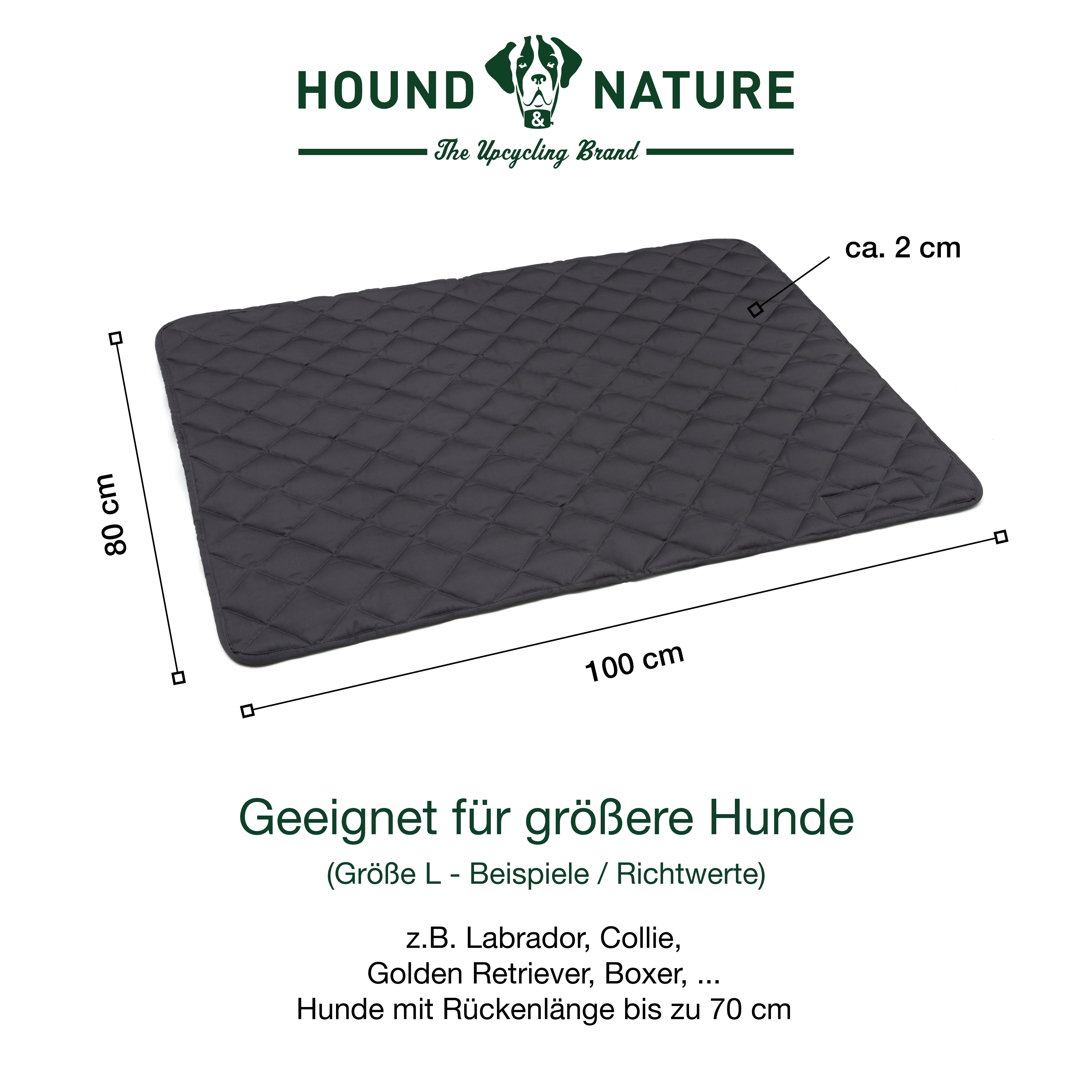 Hundeliegedecke Davos grau L, Größe: 100 x 80 cm,  dicke Polsterung 1 cm - HOUND & NATURE