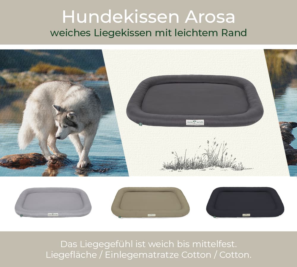 Weiches Hundekissen Arosa von HOUND & NATURE – leicht erhöhter Rand, Wendematratze Cotton/Cotton, waschbar bis 90 °C