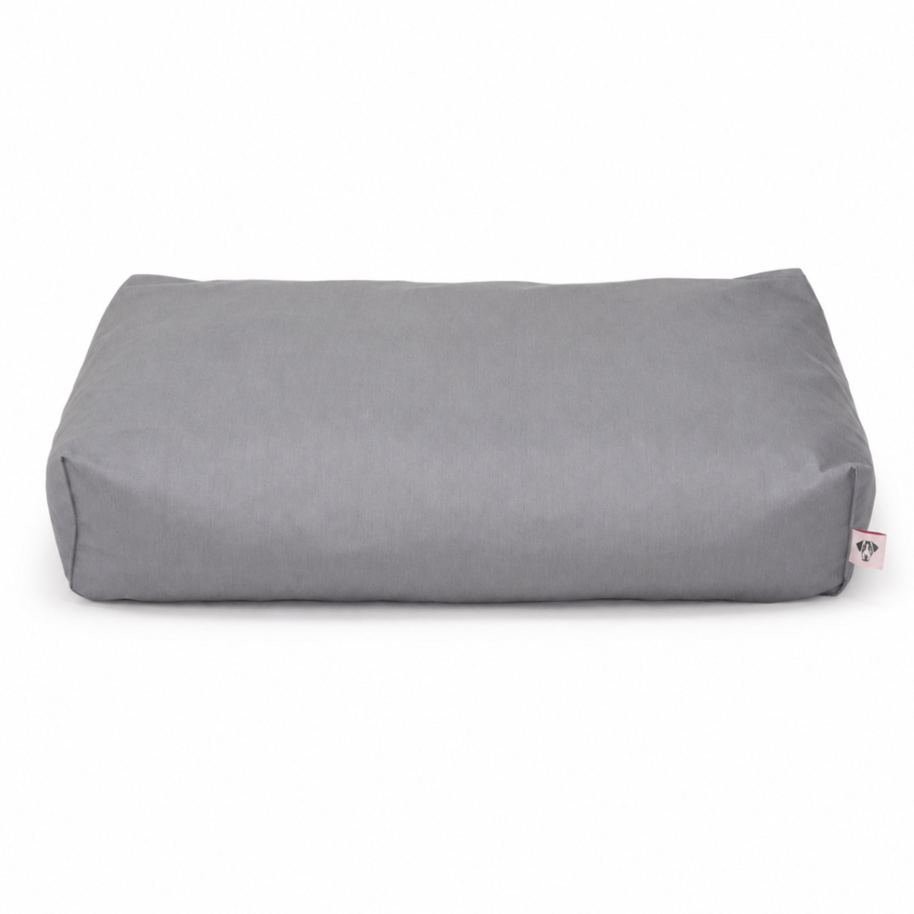 Vorderansicht des rechteckigen Hundekissens BUDDYstyle Waterproof in Hellgrau mit hohem gepolstertem Rand