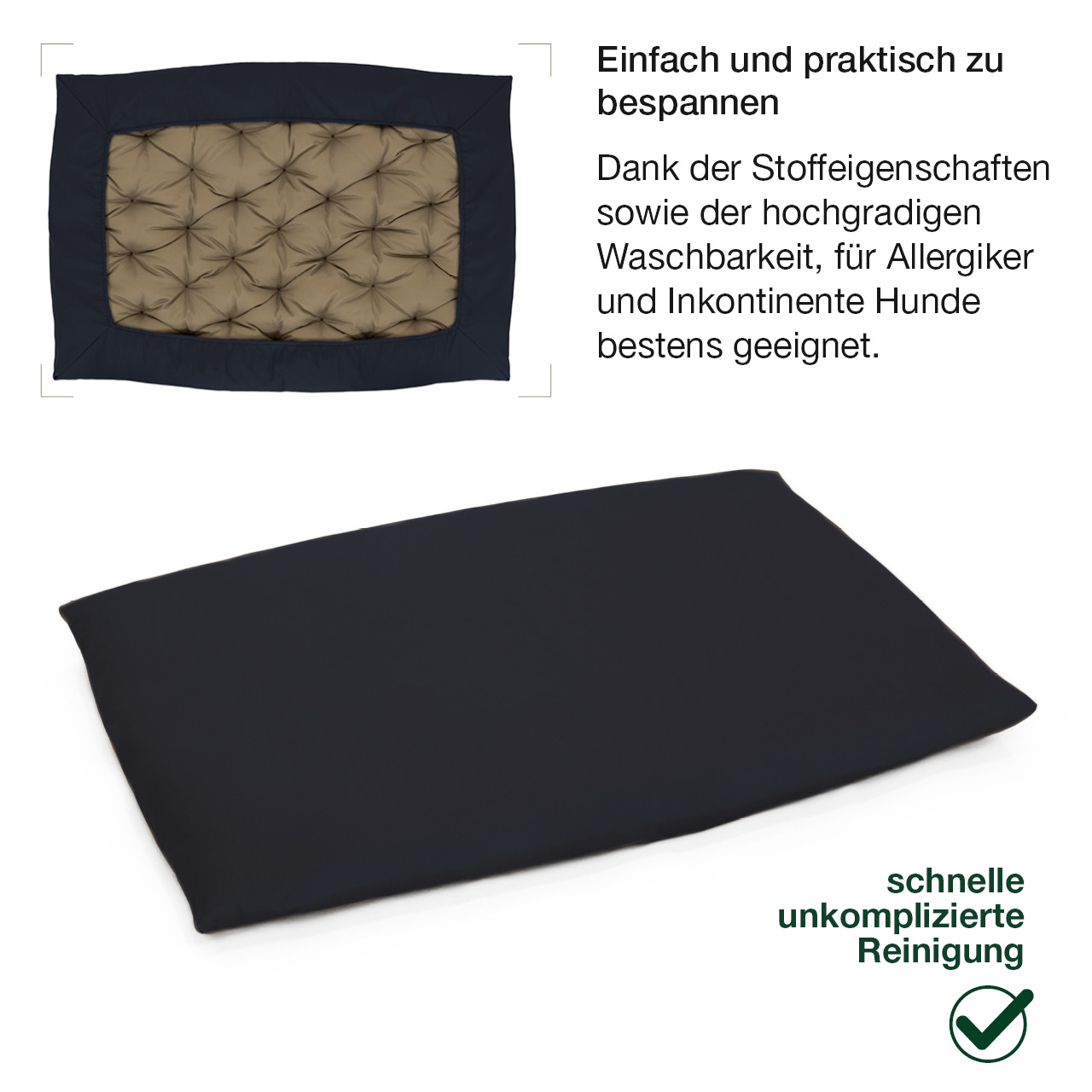 Wasserdichter Baumwoll-Überzug für Einlegekissen dunkelblau | XL