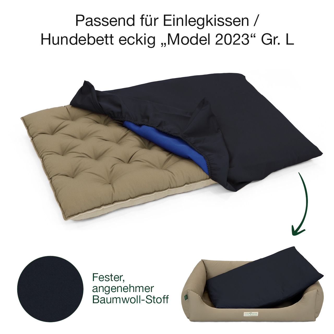 Wasserdichter Baumwoll-Überzug für Einlegekissen dunkelblau | L