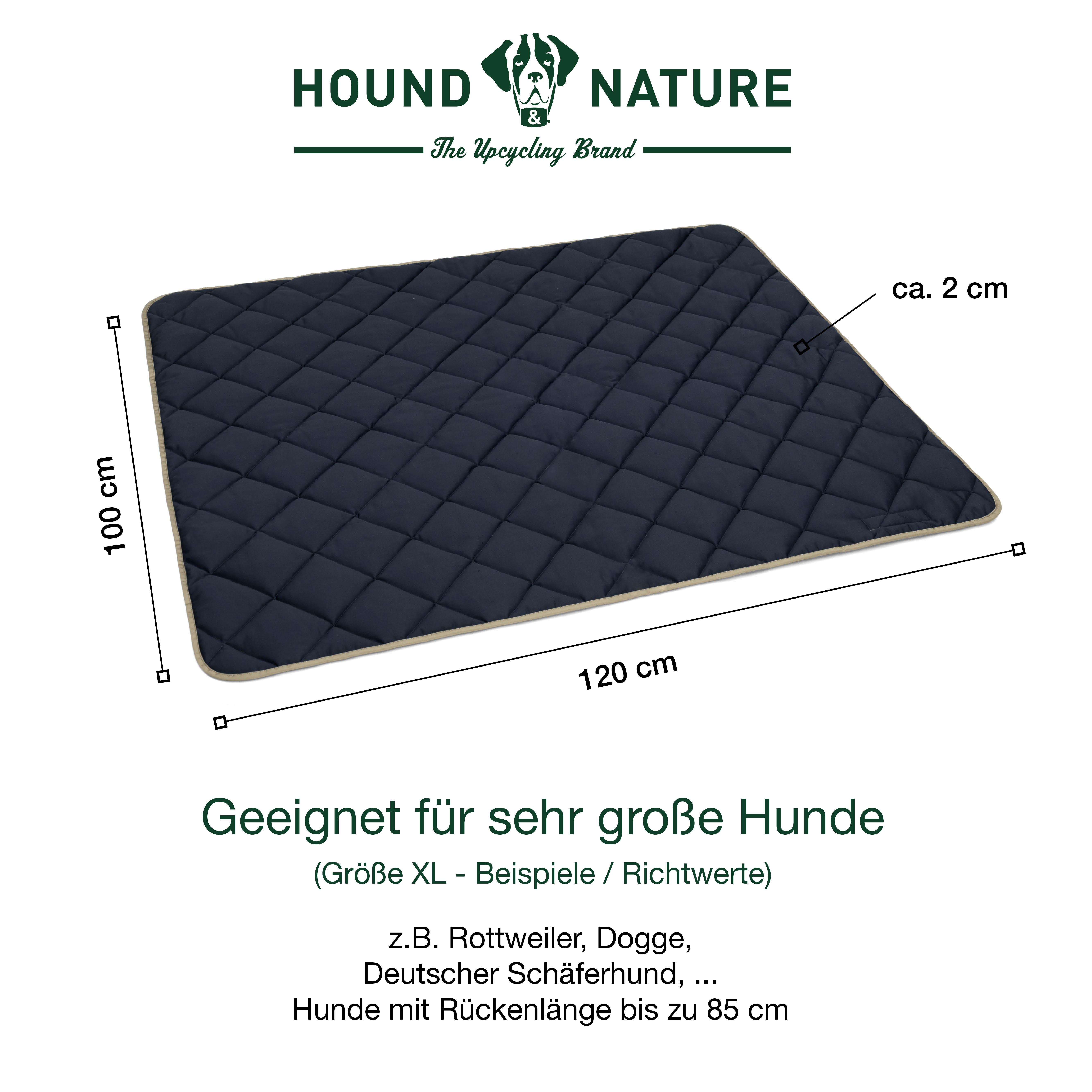 Hundeliegedecke Davos  taupe-blau XL, Größe: 120 x 100 cm,  dicke Polsterung 1 cm - HOUND & NATURE