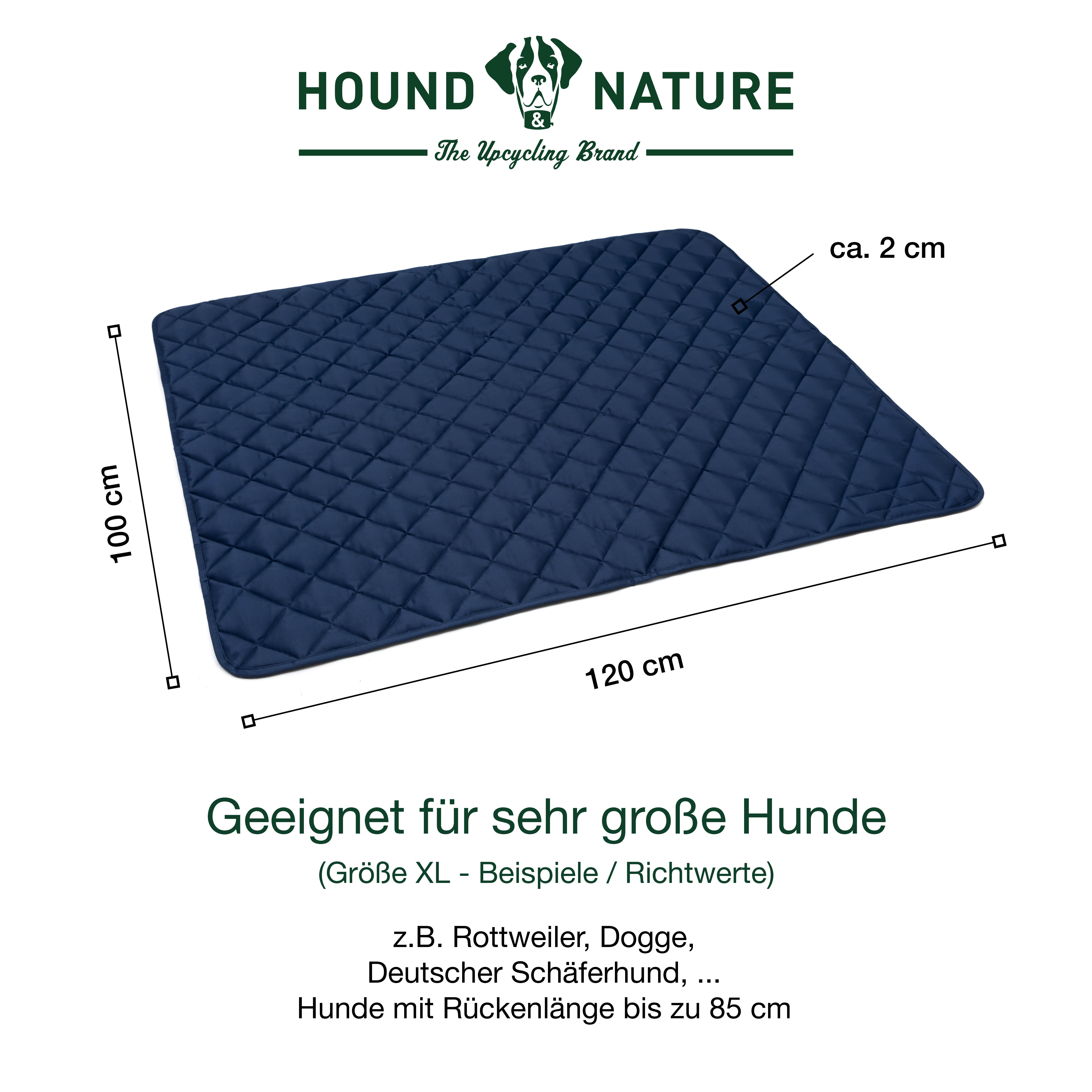 Hundeliegedecke Davos blau XL, Größe: 120 x 100 cm,  dicke Polsterung 1 cm - HOUND & NATURE